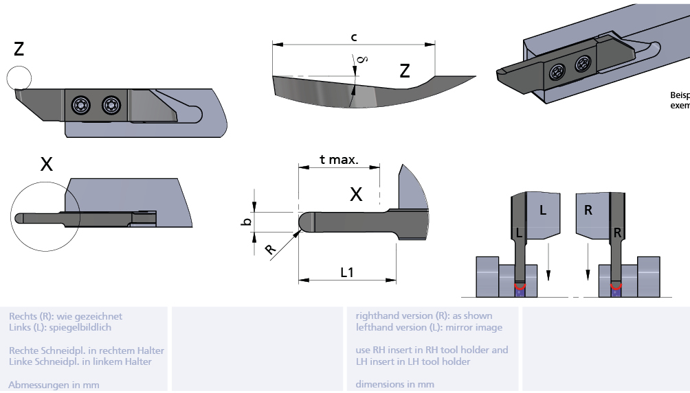 Swissline Schneideinsatz/insert b=0.5, r=0.25, tmax=2.0