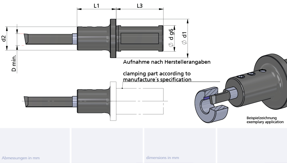 Klemmhalter Nutstoßen Typ NH10 ø16x42 d2=20 ømin=10 für WTO Stoßeinheit