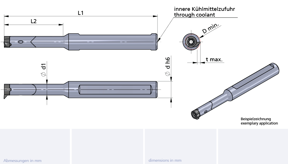 Mini Cut Klemmhalter/toolholder D=12.7mmx130mm, L2=64 (D=0.5")