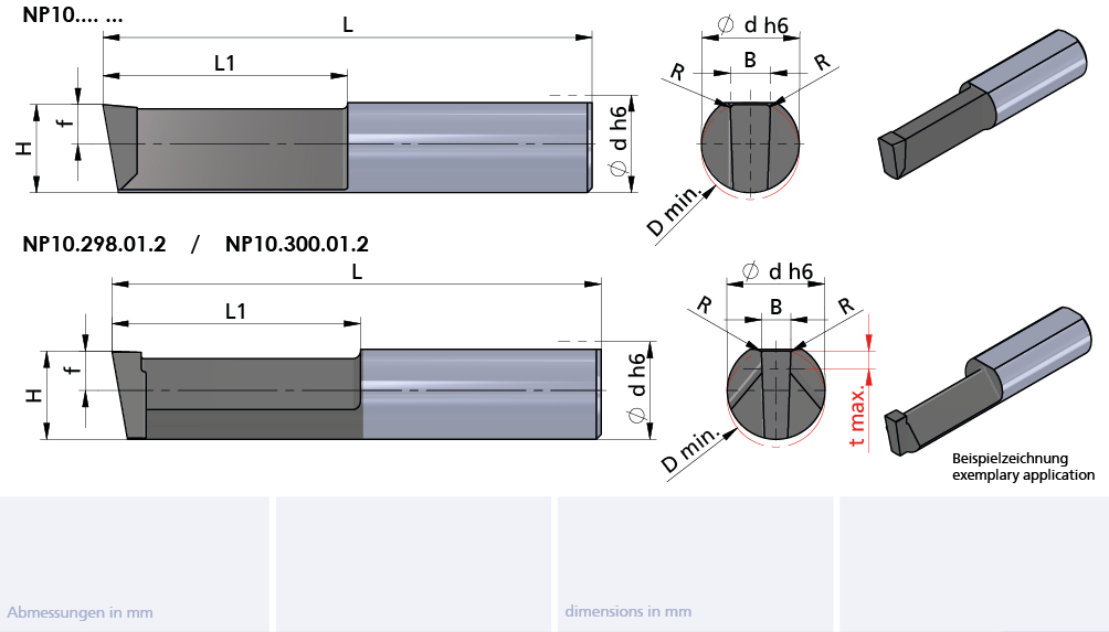 Schneidplatte NP10 DIN6885 (Fest P9) b=4.98 R0.20 L1=41 ømin=10 ø10x66