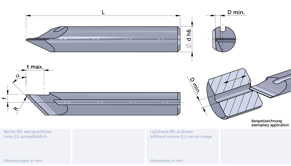 Axial-Zentrumdrehen ø5x30mm 60°linkslauf