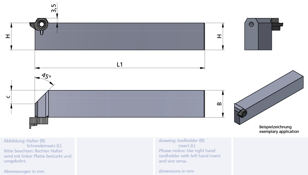MINICUT Klemmhalter/holder axial L1=100, B=12