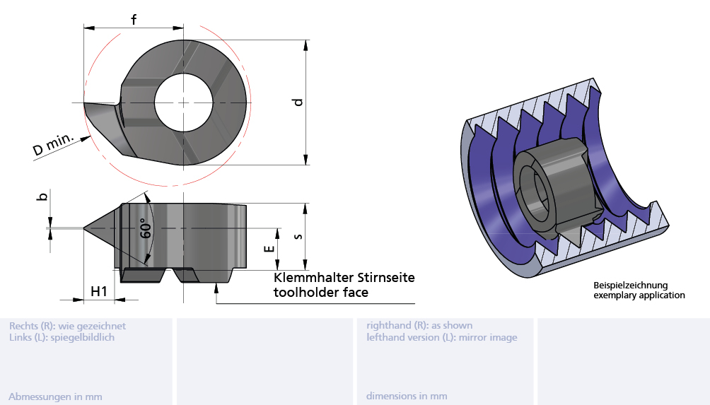 MINICUT Gewindedrehen/threading S=3.2, NPT-Vollprofil P=1.814, (14 tpi) 60°, Dmin=8,