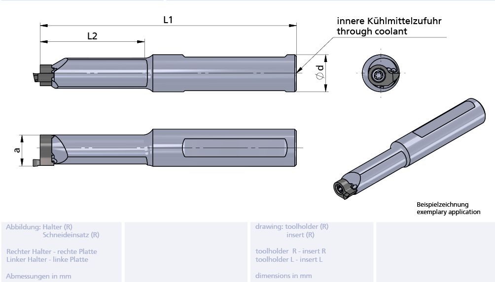 Mini Cut Klemmhalter f. Axialbearbeitung D=16mmx110mm  L2=45mm  links