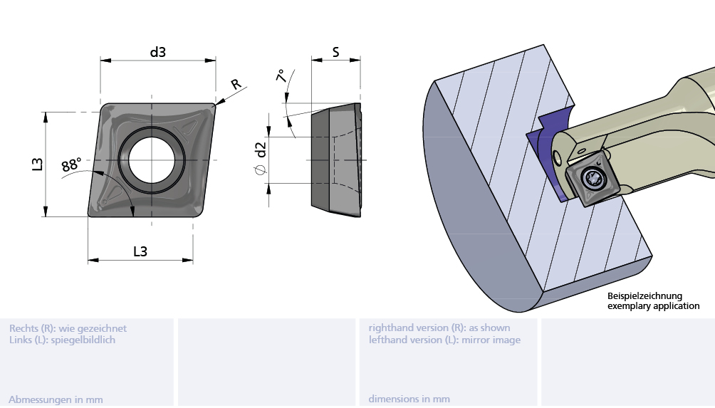 DT Max Schneideinsatz / insert ømin=12.0, R=0.4 Alu Line (poliert)