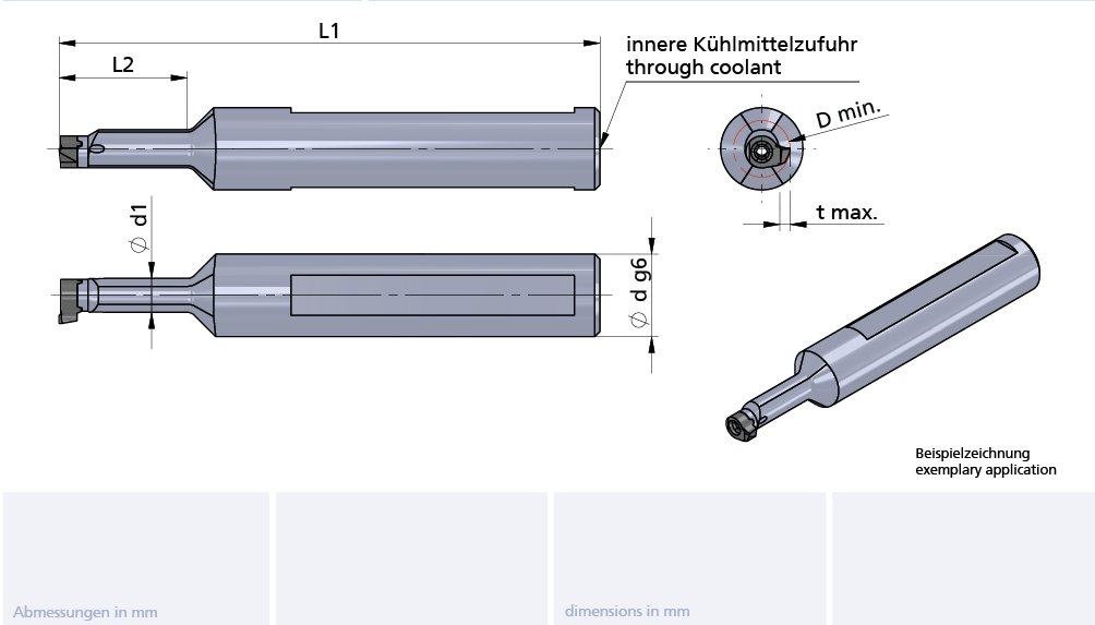 Mini Cut Klemmhalter/toolholder D=12.7x100, L2=19 (D=0.5")
