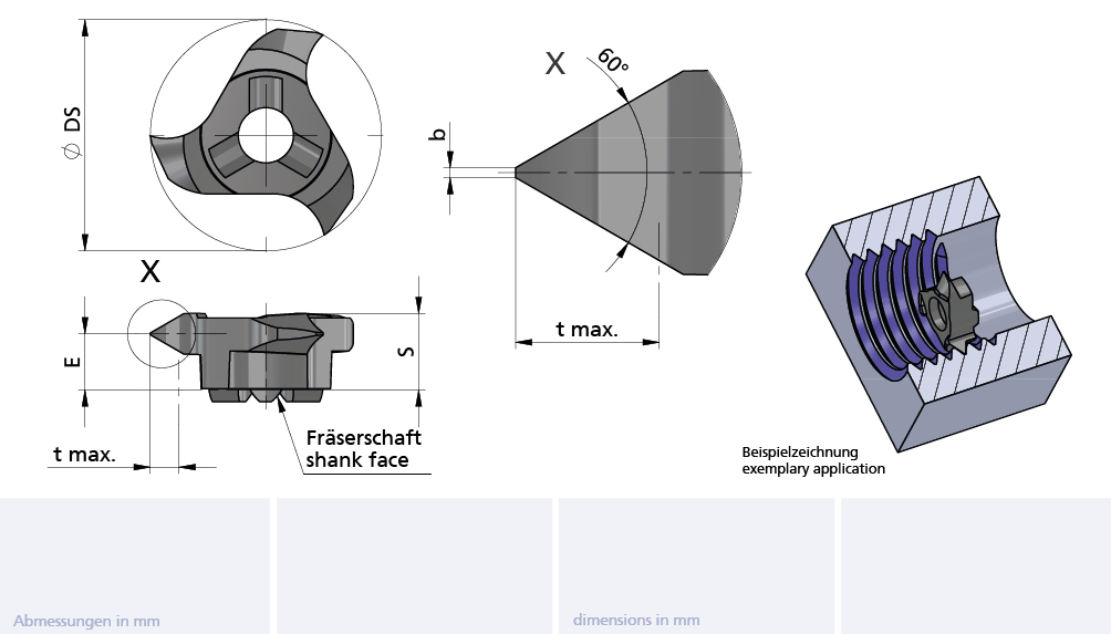 Mini Mill insert Al41F D=12mm P=1.0 Teilprofil