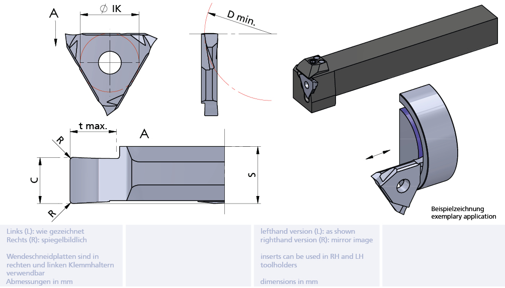 Axial-Einstechwendeplatte AL41F S=2.7 b=2.00±0.03