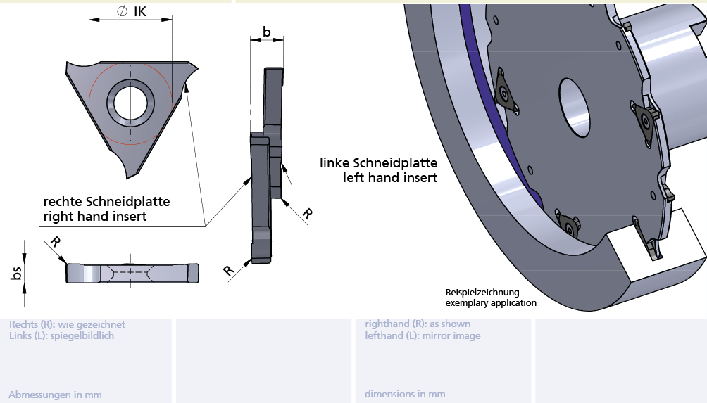 Fräswendeplatte / Milling insert b=1.70 R=0.15 links / left