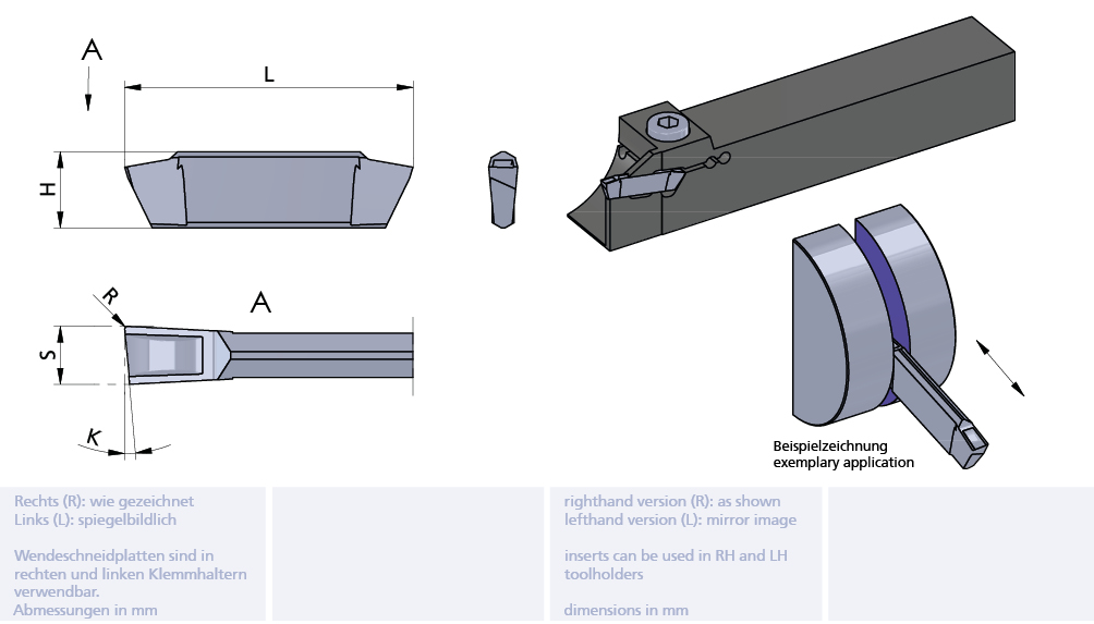 Abstechwendeplatte K10F S=3.0+0.05  5°Hauptschneide