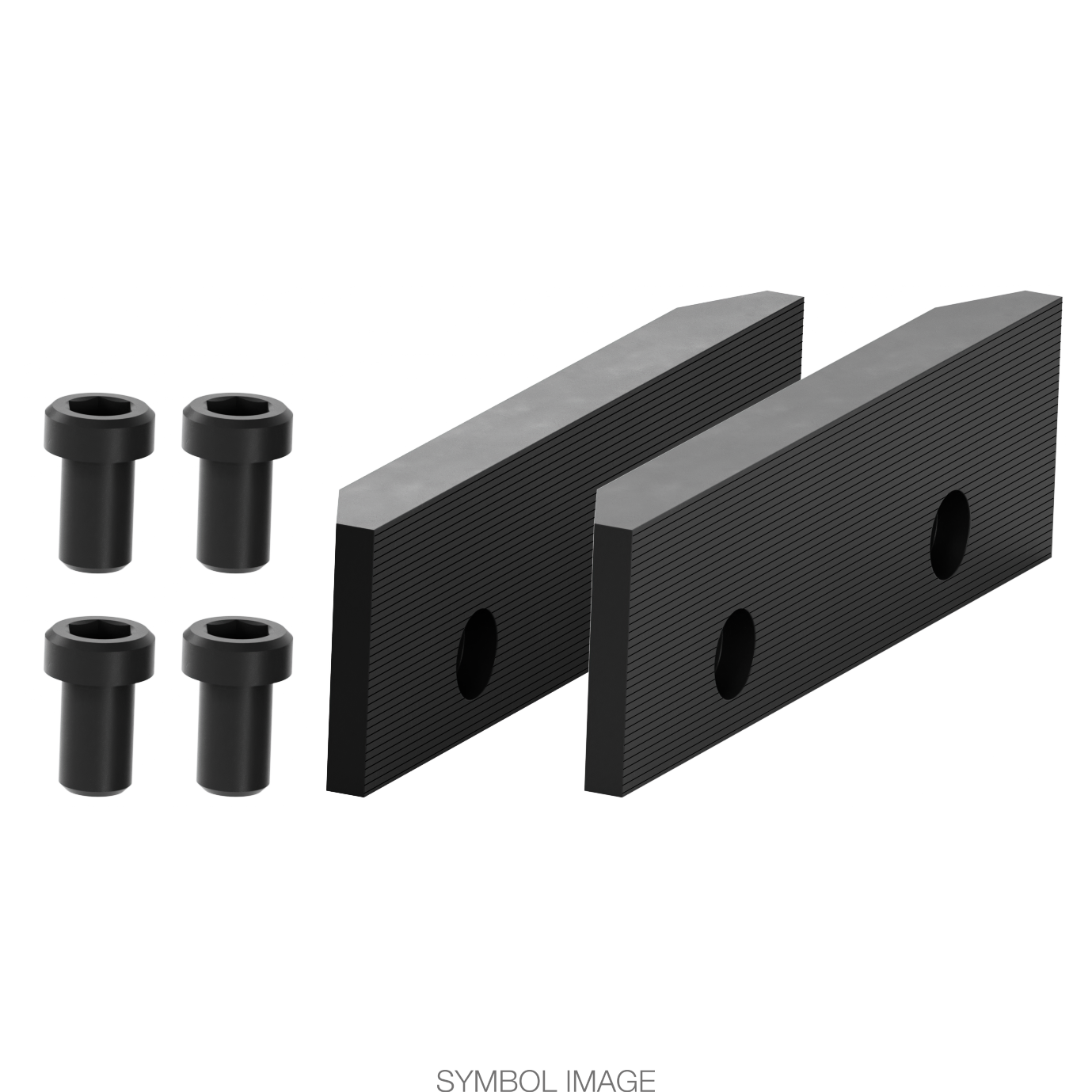 Backenset Spannbacke überbreit, Set: 2 Backen, 4 Schrauben zum Spannen von Werkstücken, welche die normale Backenbreite überschreiten. Einsatz paarweise.