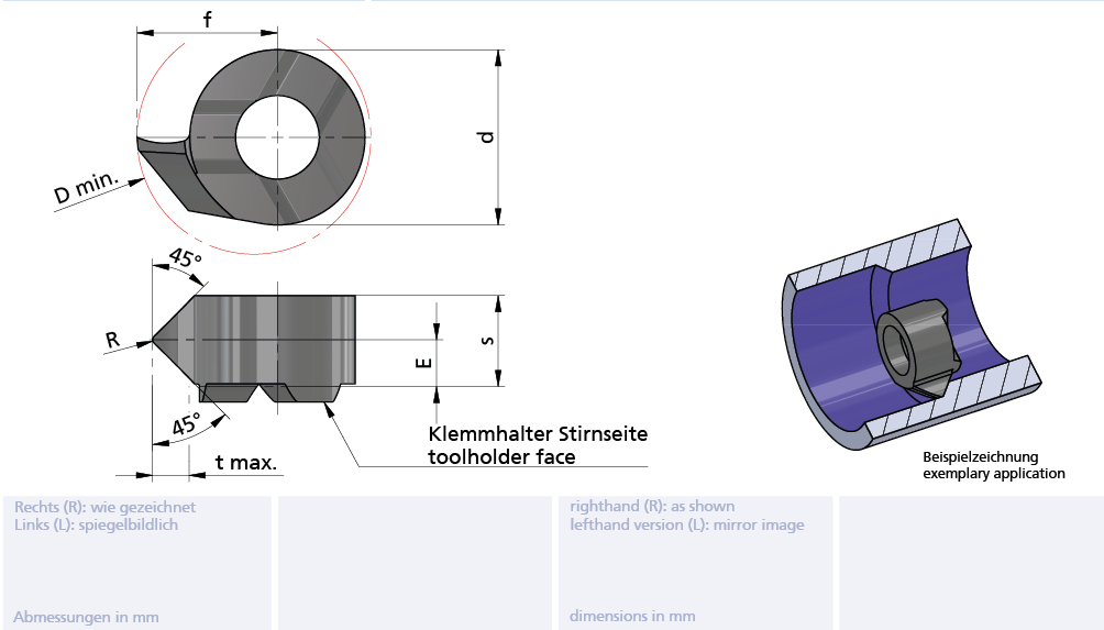 Mini Cut Schneideinsatz/insert 45°x45° R0.2 Dmin=9